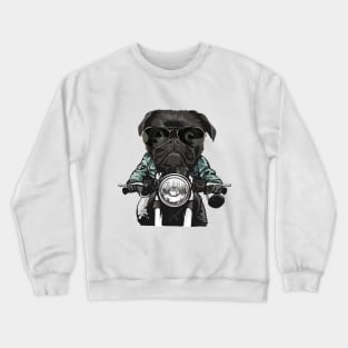 biker pug dog Crewneck Sweatshirt